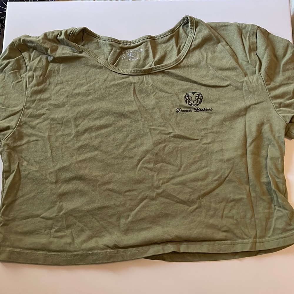 Dapper brothers womens green crop top gym workout top